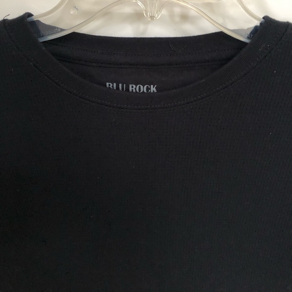 Men’s Blu Rock Black Thermal Waffle Knit T-Shirt Top - Picture 5 of 16